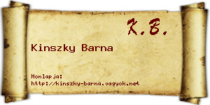 Kinszky Barna névjegykártya